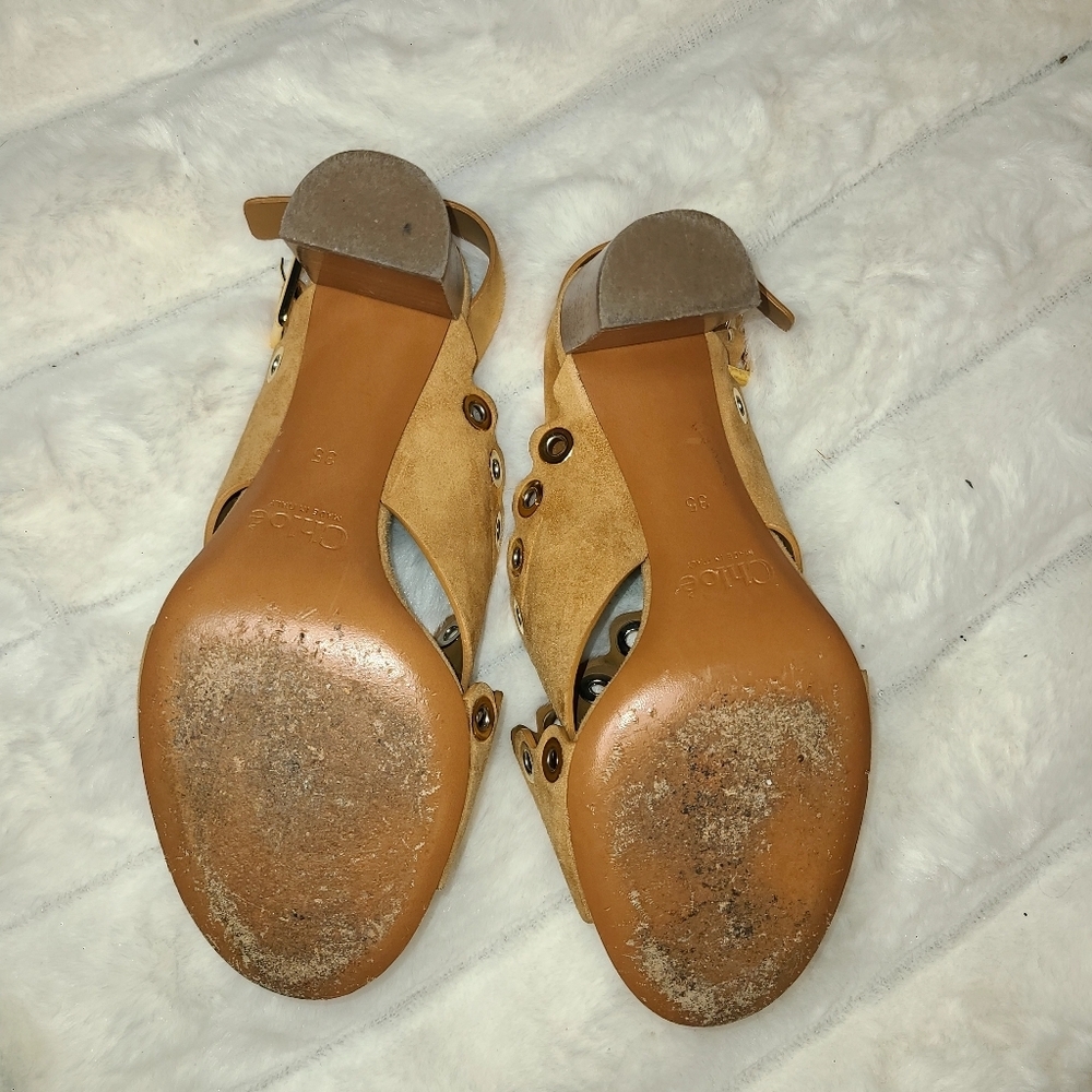 Chloe Tan Slingback Sandals with Cutout Design - Picture 6 of 10